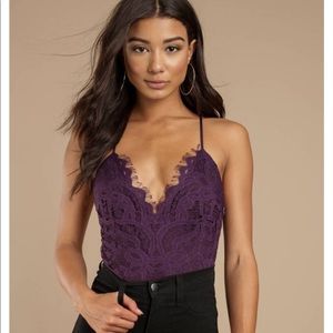 TOBI OFEILA PLUM LACE BODYSUIT